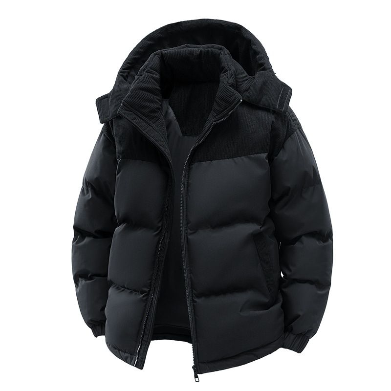 Cappotto invernale da uomo foderato in pile con cappuccio, giacca calda e spessa per il freddo, parka slim fit con cerniera per casual e business (nero, cachi)_voghion.com