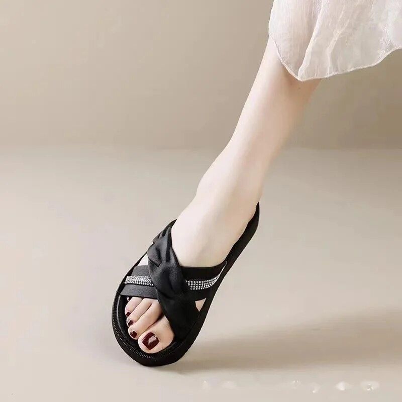 Lady Slides Sandals Beach Fabric Orthotic Breathable Slides_voghion.com