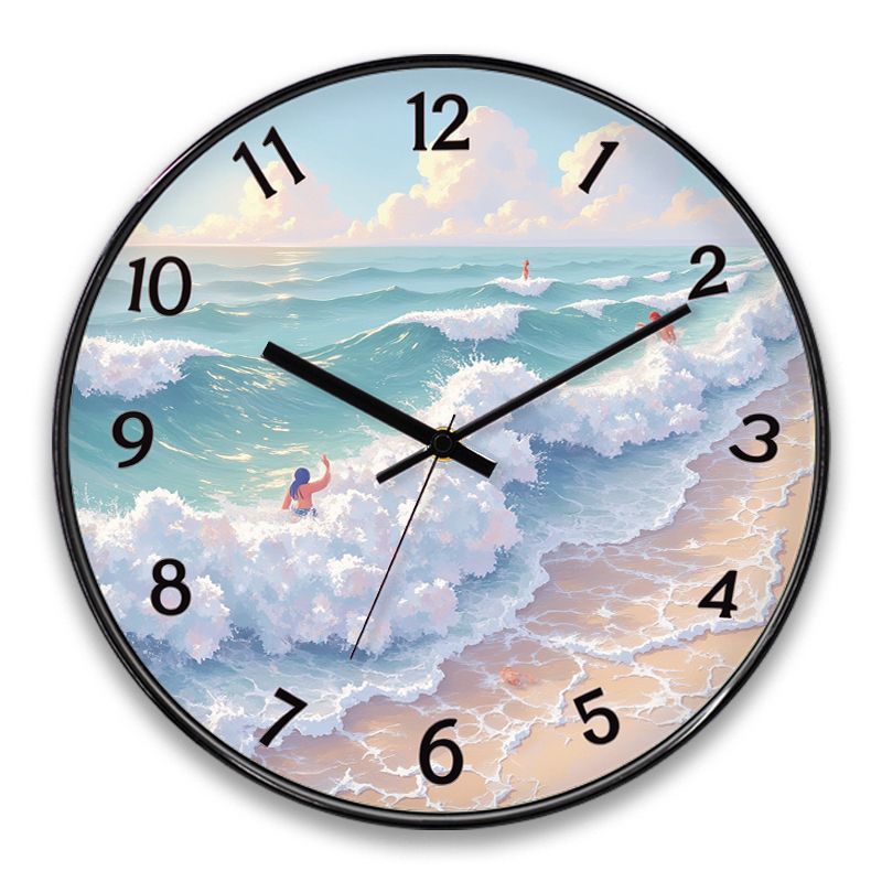 Silent Nordic Wave Internet Celebrity Fashion Bedroom Home Living Room Creative Wall Quartz Hanging Watch Clock_voghion.com