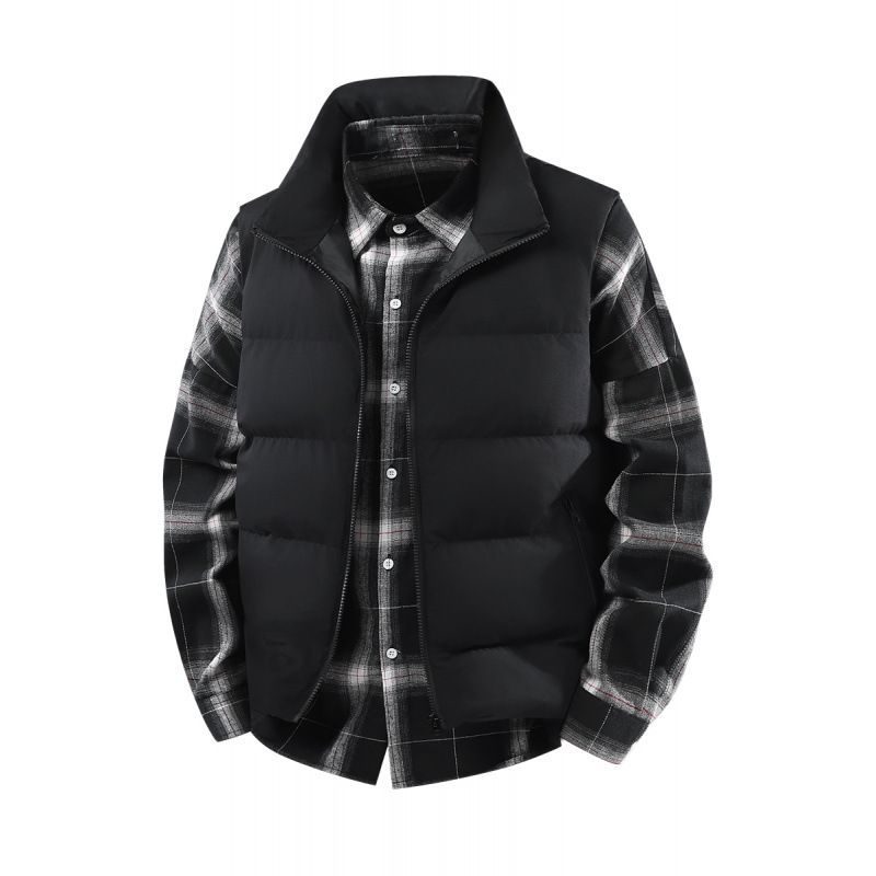 Übergroße Westejacke für Herrenbekleidung – leichte, ärmellose Weste mit Stehkragen für Freizeitkleidung (Grau, Schwarz, Rot, Blau) – L/XL/2XL/3XL/4XL/5XL/M_voghion.com