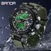 Men's Digital Analog Sports Watch With Night Light, Waterproof, Dual Time, Countdown, Stopwatch, Alarm, And Hourly Chime_voghion.com