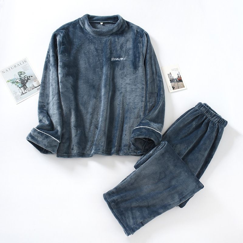 Meeste riided flanell-pidžaamad meestele sügis ja talv pluss sametist paks pullover keskealistele ja noortele korallfliisist koduriiete ülikond_voghion.com