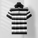 Polo ajustado para hombre, manga corta, poliéster transpirable, tejido a rayas blancas y negras (verano)_voghion.com