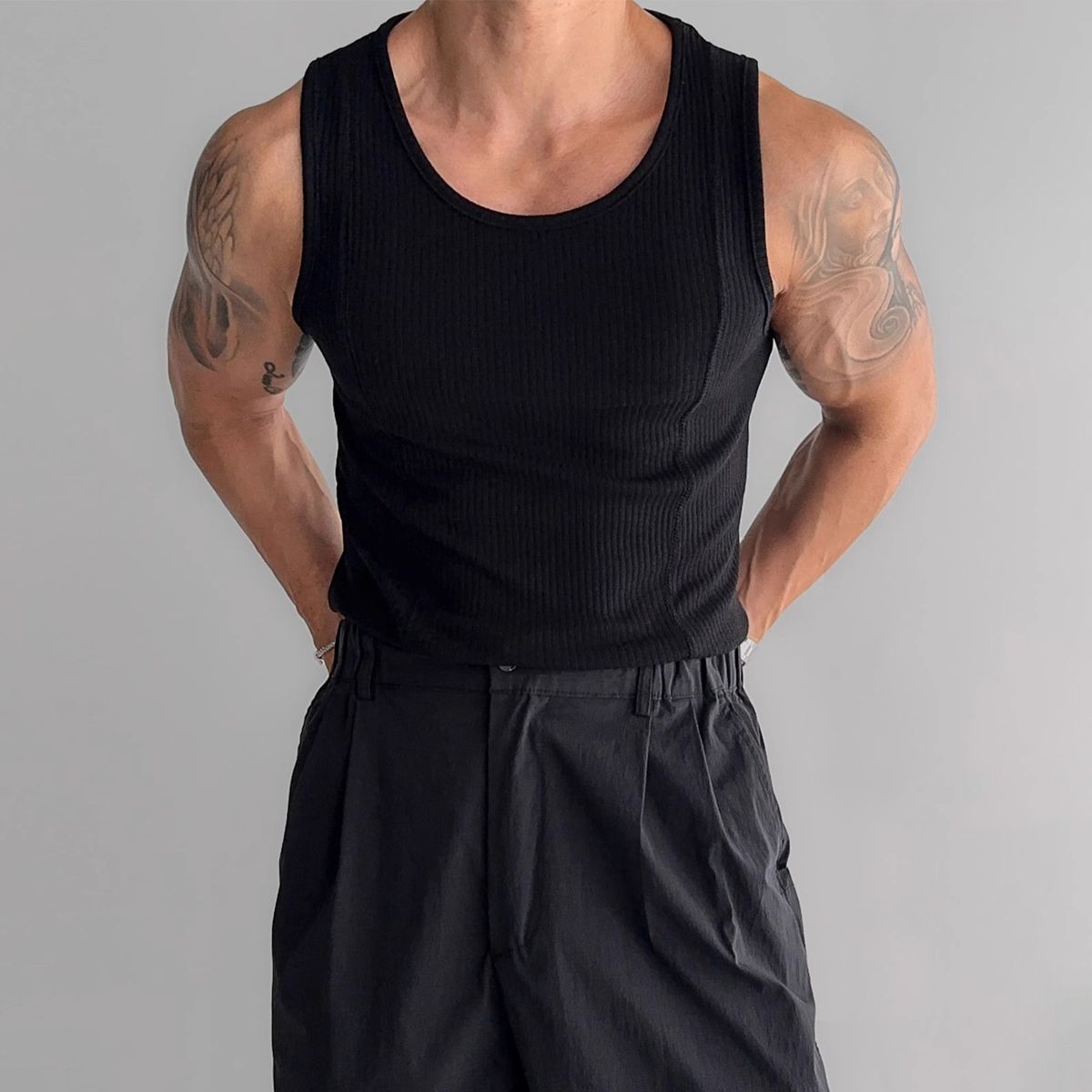 Men's Clothing Summer New Ice Silk Thread Vest Muscle Men Tight High Elastic Sleeveless T Shirt Waistcoat_voghion.com