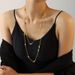 Gold Double-layer Bead Sweater Chain Atmospheric High-end Light Titanium Steel Stacked Long Necklace_voghion.com