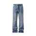 Men's Clothing Wash Bootcut Jeans - Vintage Blue Denim Pants With Cleanfit Style, Comfortable Mid-Rise & Stretch Fit For Casual Wear (M-5XL)_voghion.com