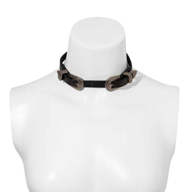 Collana con teschio, cuore e rivetto in metallo, stile Harajuku, con croce in PU, dolce e fresco_voghion.com