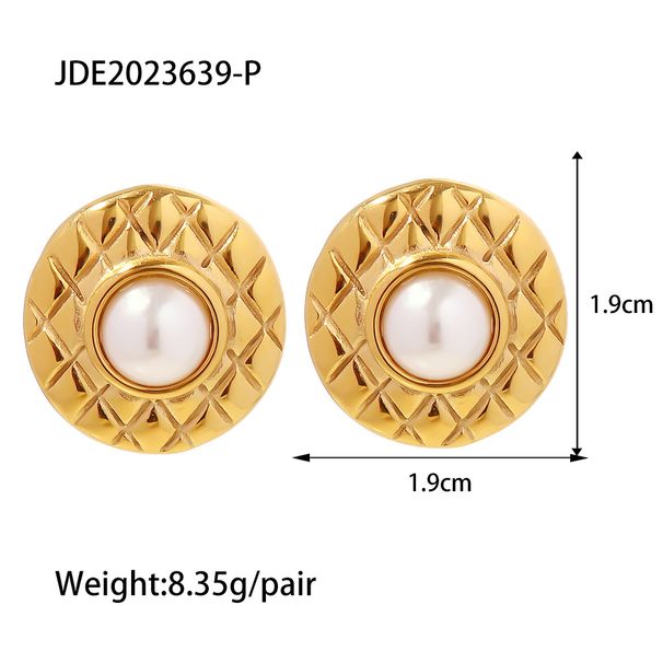 Internet celebrity Instagram's new gold-plated diamond pattern inlaid pearl earrings, fashionable and versatile earrings_voghion.com