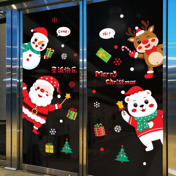 New Christmas Wall Santa Claus Snowman Reindeer Window Decoration Non-Adhesive Static Stickers Customizable_voghion.com