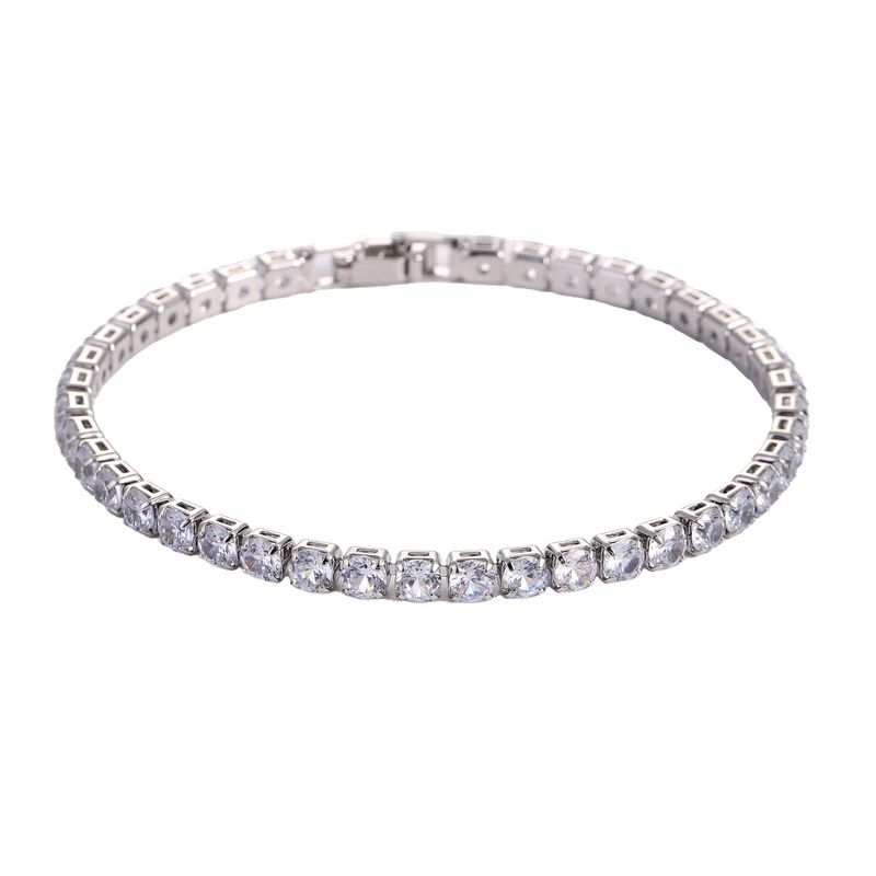 Verstellbares vergoldetes Zirkon-Armband-Set – 4 mm Zirkonia, 17 cm Kette, Modetrends, Verkaufsschlager_voghion.com