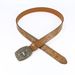 Cross-border Western Denim belt cow head big plate buckle Retro Youth Retro men's and women's punk leather Street Belt_voghion.com