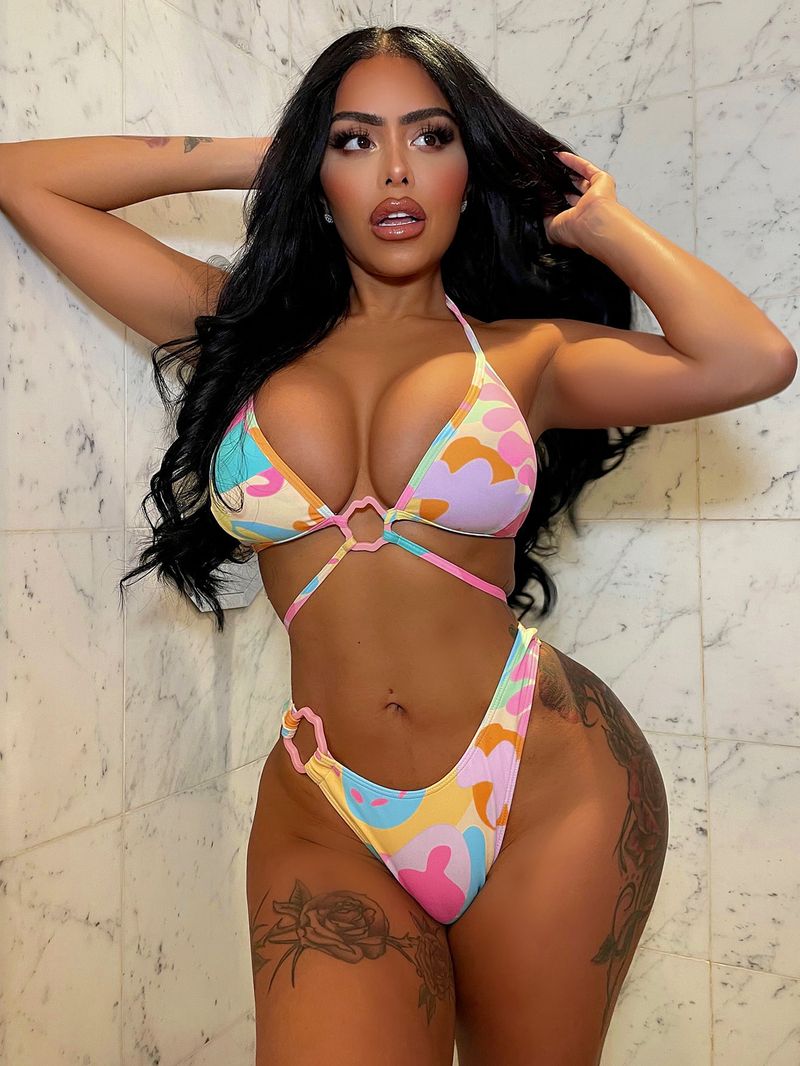 Outer swimsuit print sexy bikini women's split swimsuit triangle bikini set_voghion.com