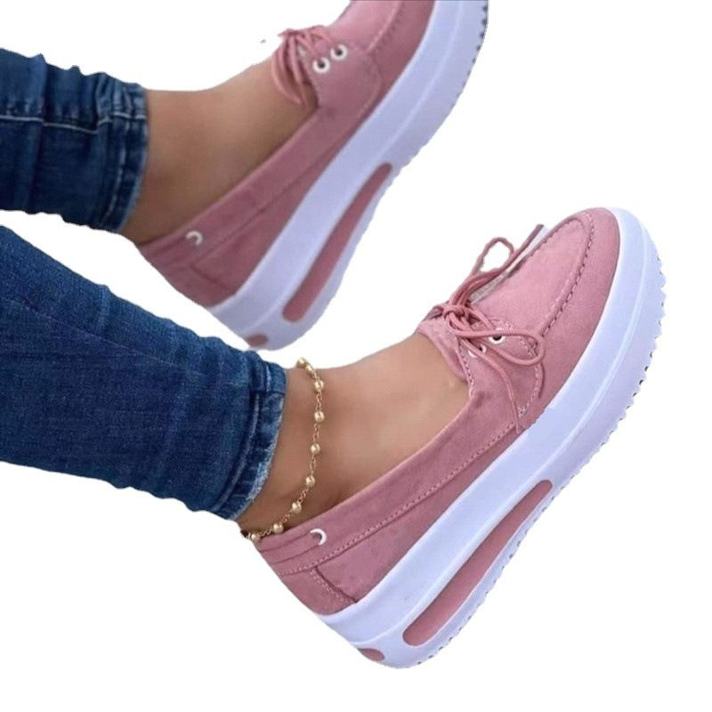 Women's Bullock plus-size comfortable casual women's round head lace-up single shoes_voghion.com