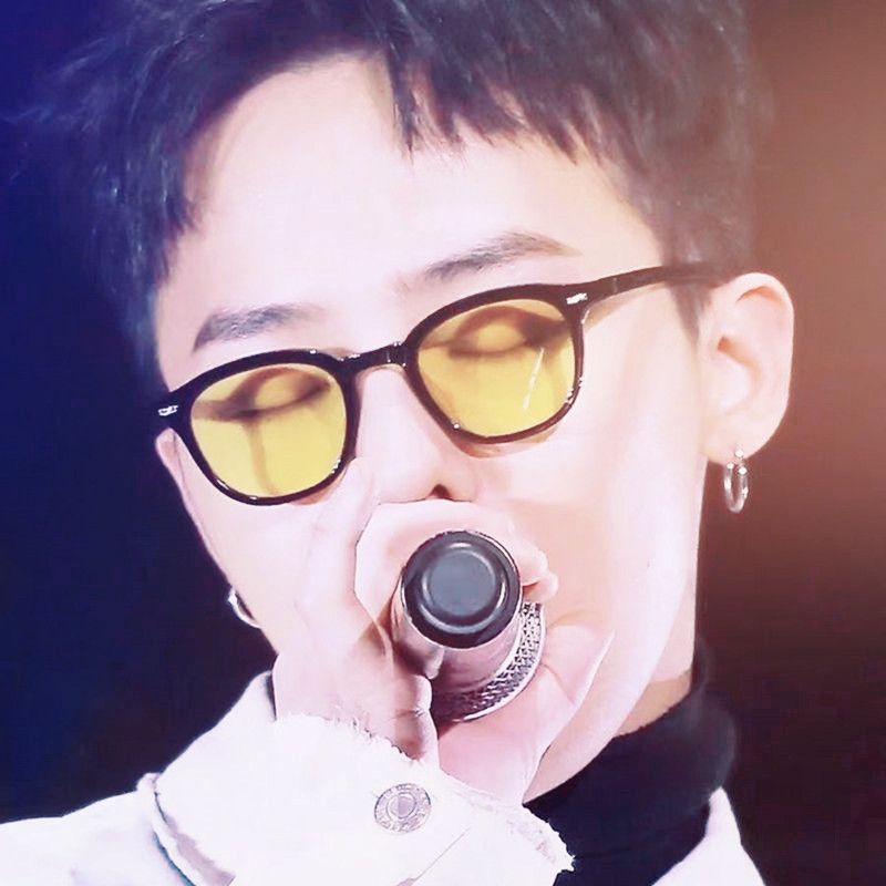 LazyZoom K-style Star G-Dragon Same Style Retro Frame Yellow European And American Internet Hot Hip Hop Haruku Small Face_voghion.com