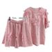 Women's Clothing Summer Suit Studded Three Dimensional Flower T Shirt Top Elastic Waist Wide Leg Shorts Two Piece Set_voghion.com