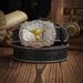 HOT Western Cowboy PU Leather Belt - Men Waist Strap Bull Decoration Floral Engraved for Jeans_voghion.com