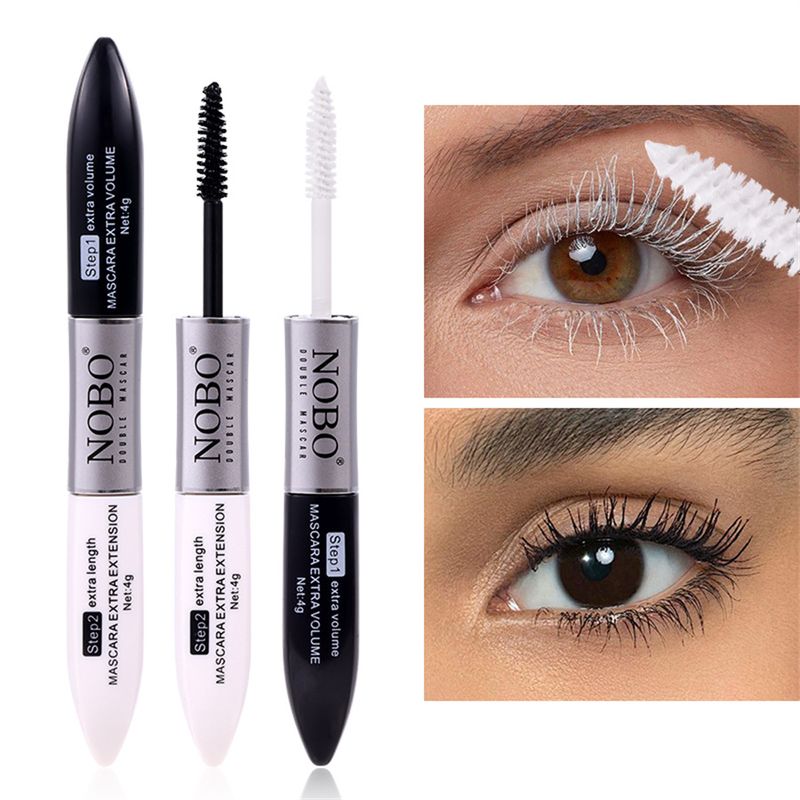 NOBO Máscara de Cílios Volumizante 2 em 1 - Máscara de Cílios à Prova D'água, Engrossadora, Curvadora e Alongadora_voghion.com