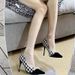 Scarpe con tacco alto bianche 2025 autunno/inverno, nuove scarpe a punta con tacco a spillo a scacchi, versatili_voghion.com