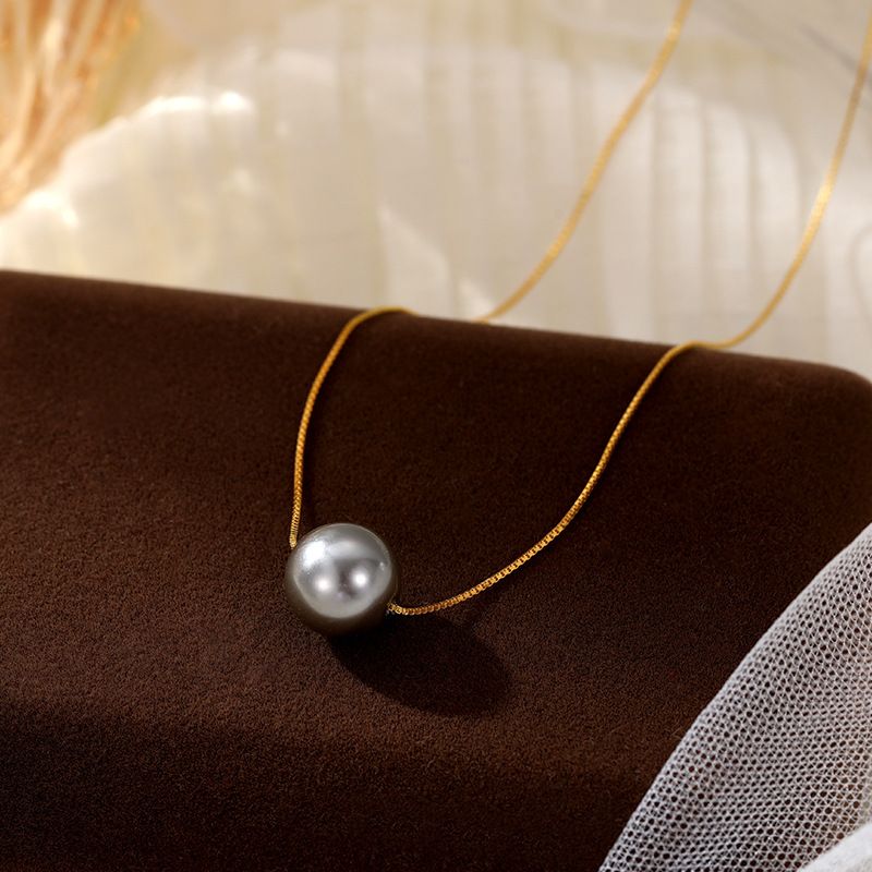 S Silver Small Luxury Shell Necklace under Banyan Tree, Women's Summer Single Synthetic Pearl Collar Chain, 2023 New_voghion.com