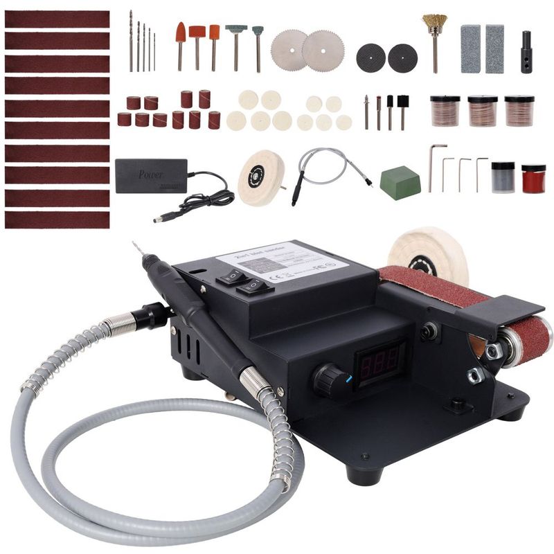 2-in-1 Belt Sander,350W Dual Motor Rotary Tool Sand Belt,Mini Electric Belt Sander Desktop Polisher,Multifunctional Power Tool_voghion.com