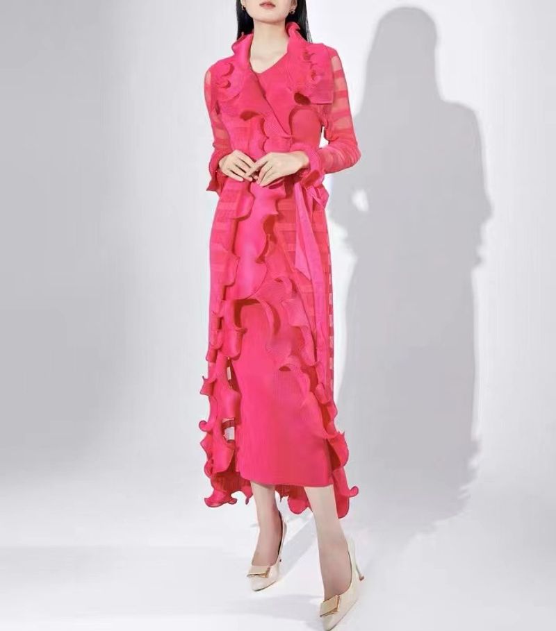 Women's Clothing Wave Pleated Three House Two piece Dress Outerwear_voghion.com