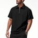Men's New Summer Polo Shirt Short-sleeved Checkerboard Checkered Jacquard Lapel Casual Loose Half-zipper Shirt_voghion.com
