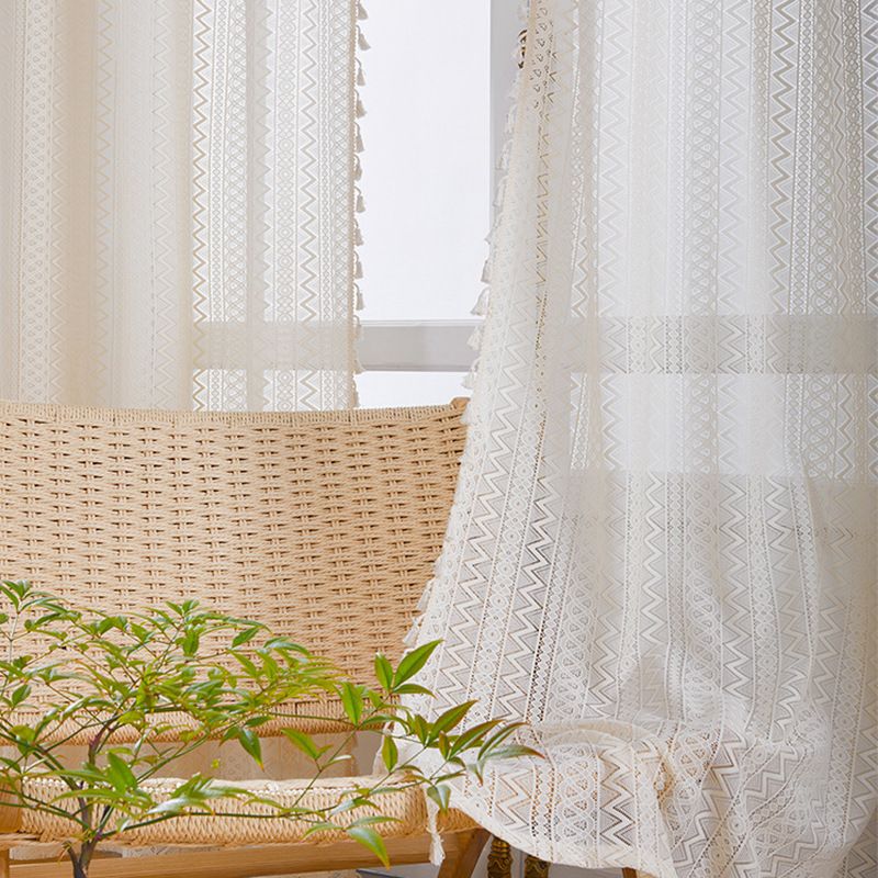 Lace Sheer Curtains - American Farmhouse Style Crochet Window Drapes For Living Room & Bedroom (Ready-Made, Light Filtering, Breathable Design)_voghion.com