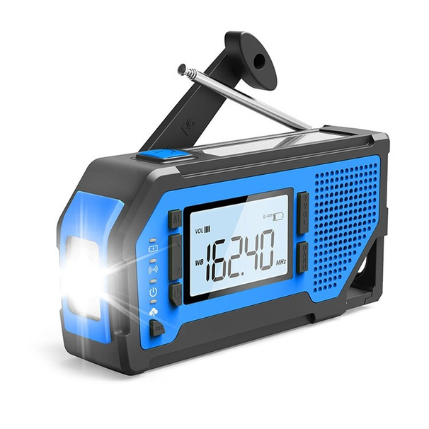 Outdoor Multifunctional Subeme La Radio Solar Crank Dynamo Powered AM/FM/NOAA with LCD Screen LED Flashlight Power Bank_voghion.com