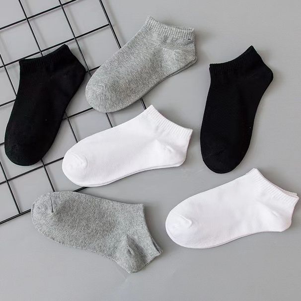 Kurze Socken in Unifarbe, Frühling/Sommer, dünne reine Baumwolle, flache Öffnung, rutschfest und schweißabsorbierend, für Herren_voghion.com