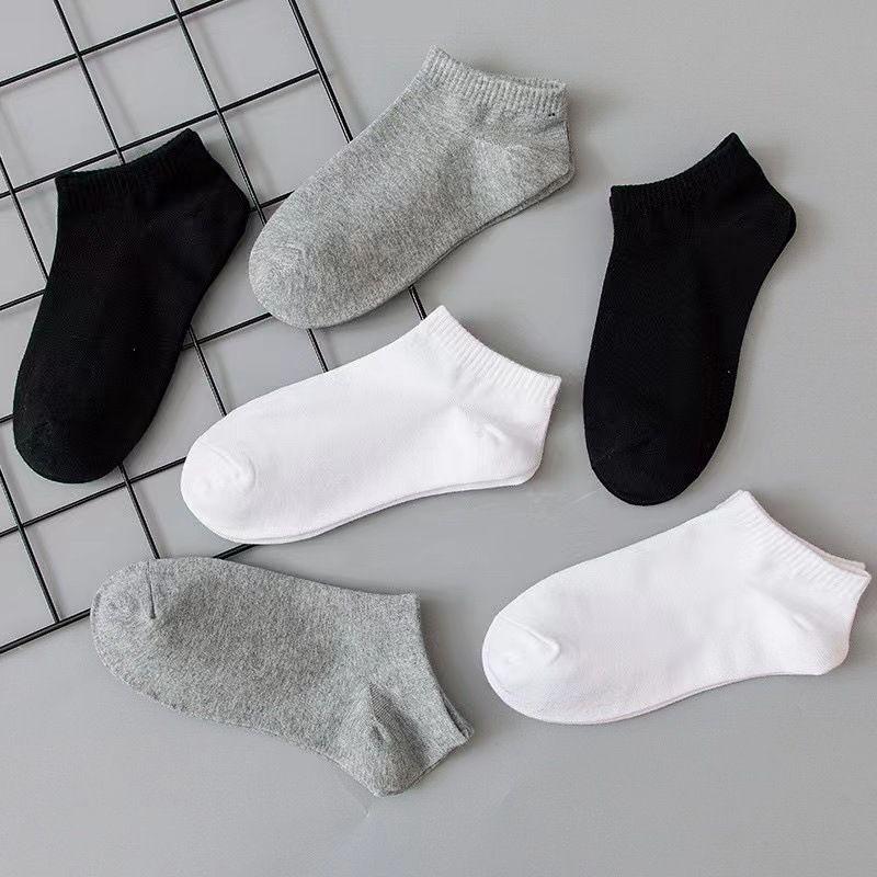 Solid color short socks, spring summer, thin pure cotton, shallow mouth anti slip and sweat absorbing sports men's_voghion.com