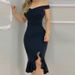 2025 Summer New European And American Cross-Border Fashion Elegant Casual Versatile Off-Shoulder Slim Fit Bodycon Dress_voghion.com