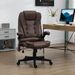 HOMCOM Heated Vibrating Massage Office Chair Linen High Back Desk Chair Coffee_voghion.com