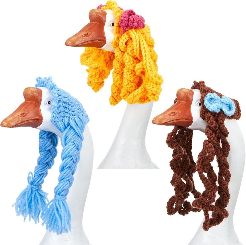 Perruque pour animal de compagnie, chapeau décoratif, crocheté à la main, motif dessin animé populaire_voghion.com