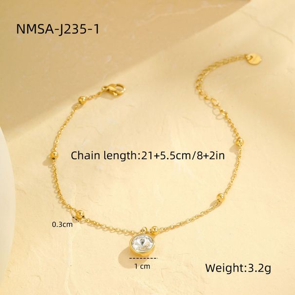 New Fashion Sweet Cool Multi-layer Inlaid Colorful Diamond Pearl Stainless Steel Anklet Thin Chain Foot Jewelry_voghion.com