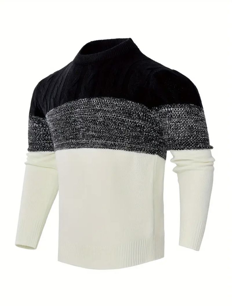 Men's Clothing Fashion Round Neck Sweater Warm Wool Top_voghion.com