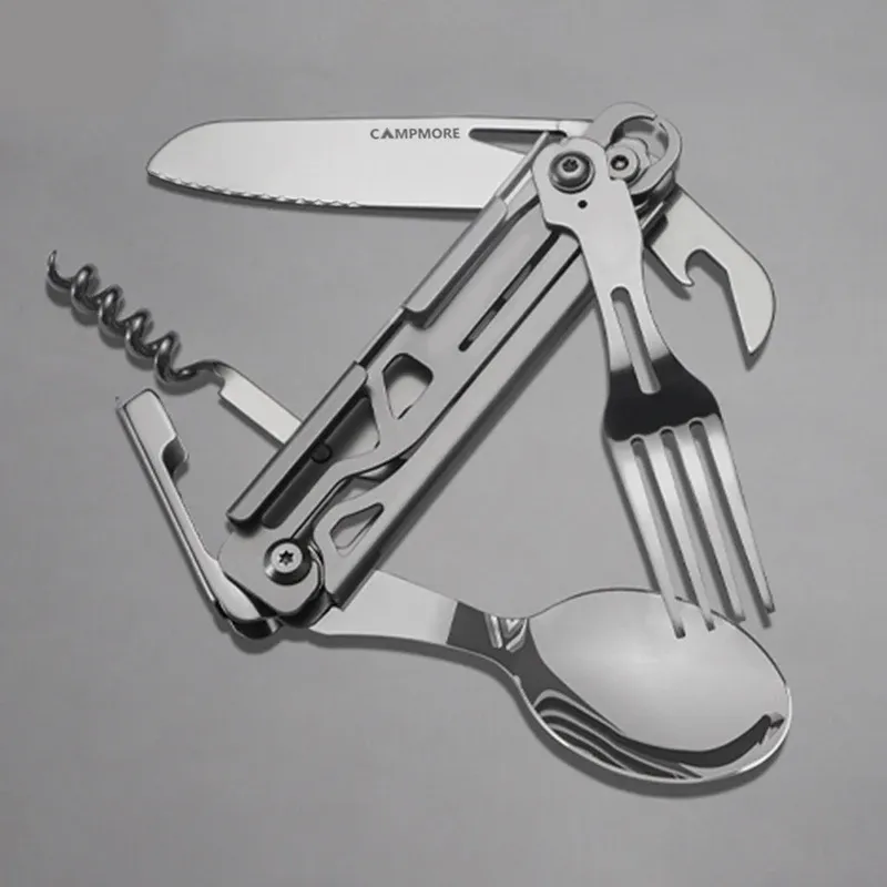 Stoviglie per esterni multifunzione portatile coltello forchetta cucchiaio apribottiglie posate pieghevoli attrezzatura da campeggio_voghion.com