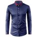 Herrenbekleidung Vier-Wege-Stretchhemd Herren farblich passender Kragen Diamantknopf Langarmhemd Business Casual Herrenhemd Außenhandel_voghion.com