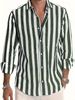 Lässiges, gestreiftes Langarmhemd zum Zuknöpfen für Herren – Baumwoll-Leinen-Mischung, leicht, atmungsaktiv, perfekt für Strandurlaube, Verabredungen und als Geschenk._voghion.com