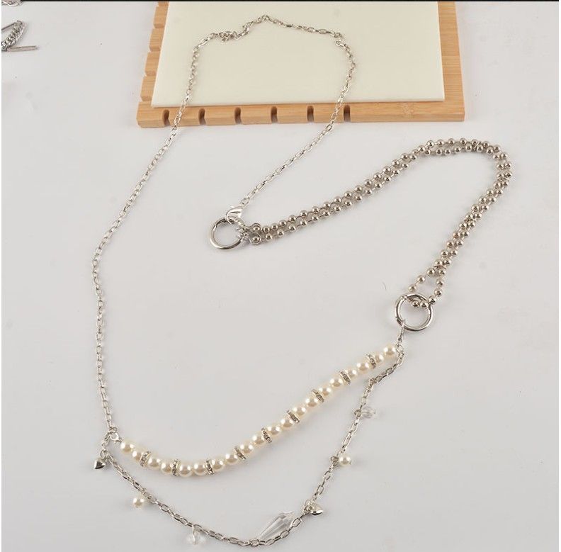 Japanese And Korean Designer Style Super Cool Pearl Water Drop Pendant Necklace Multi-Wear Waist Crossbody Body_voghion.com
