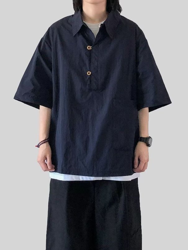 Miesten vaatteet Värillinen ulkoilu Toiminnallinen Ohut Tasku Retro Pusero Lyhythihainen Lyhythihainen Paita_voghion.com