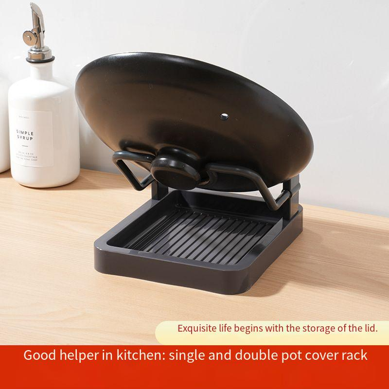 Storage Rack Pot Lid Holder Desktop Wall-Mounted Household Single/Double Layer Kitchen Organizer_voghion.com