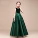 Kids’ Clothing Summer New Small And Medium Children's Dark Green Violin Chorus Dress Girls Piano Performance Dress_voghion.com