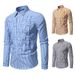 Minimalist Striped Woven Shirt For Men - Slim Fit Casual Button-Up With Subtle Texture (S-2xl, Polyester, All-Season Wear)_voghion.com