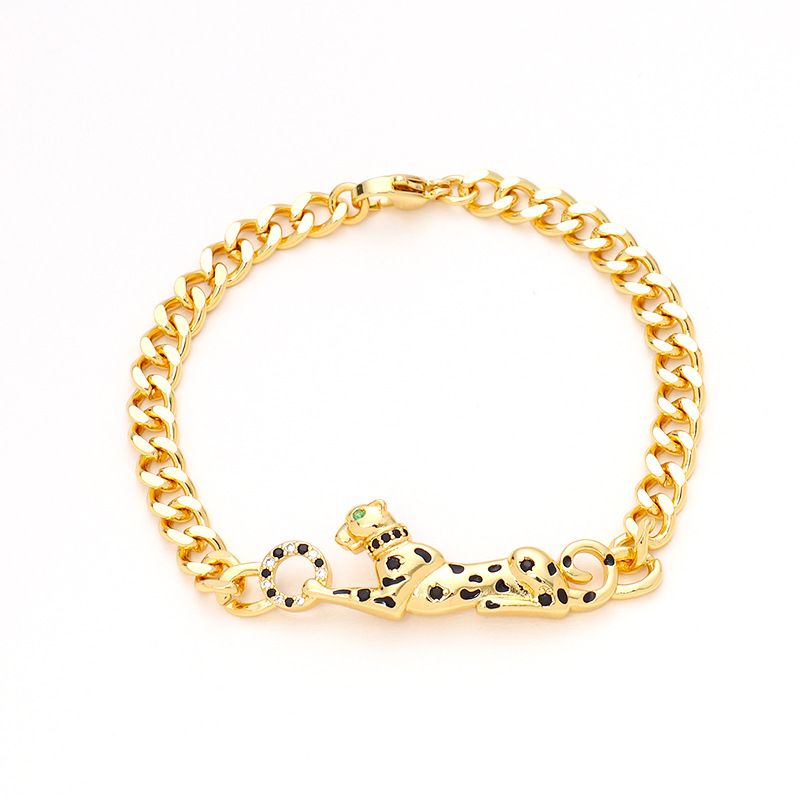 Neu Micro Zirkon Afrikanischen leopard armband kupfer überzogene reales gold personalisierte hip hop unisex_voghion.com