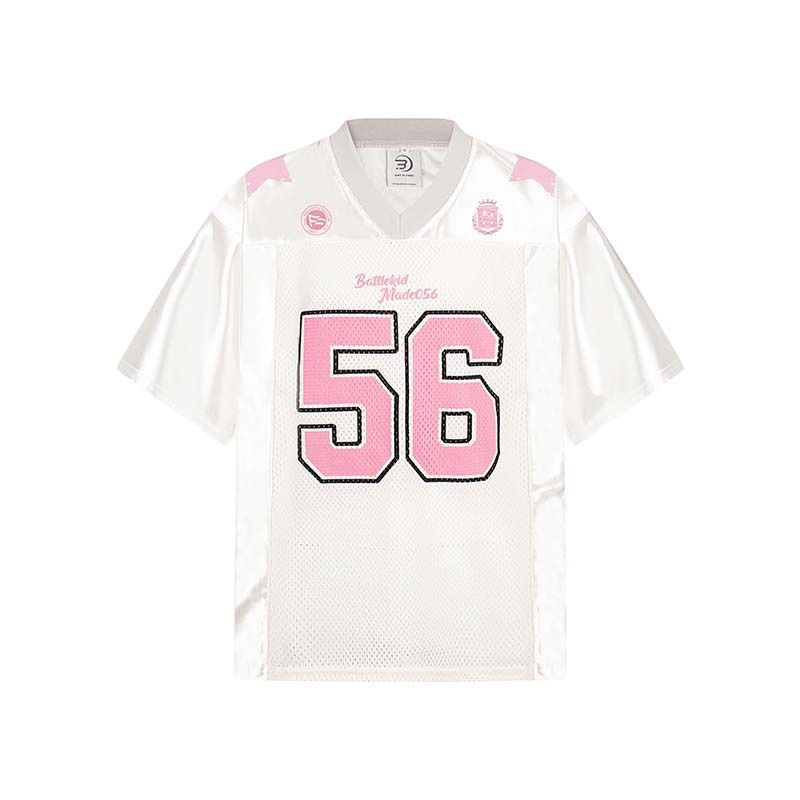 Maillot de sport à manches courtes et col en V pour homme, haut ample et tendance, avec impression en maille_voghion.com
