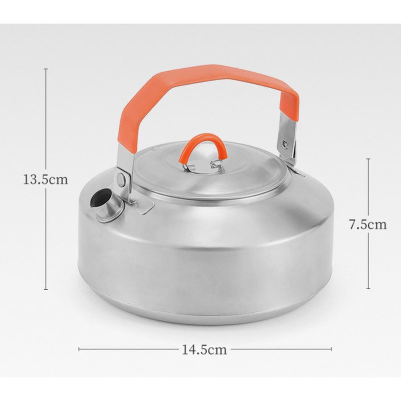 Tragbare Teekanne aus Edelstahl für den Außenbereich, Camping, Picknick, 1 l, Kaffeekanne mit großem Fassungsvermögen, Wasserkocher mit Silikongriff_voghion.com