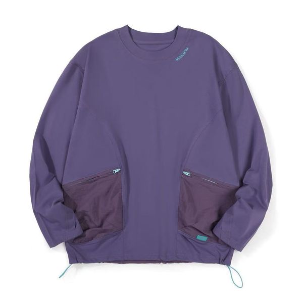 Herrenbekleidung Übergroßer Kapuzenpullover für Herren – Y2K-Streetwear-Stil, Baumwollmischung, Kordelzug-Taschendetail (Braun/Lila/Grau, S-XL gewichtsbasiert)_voghion.com