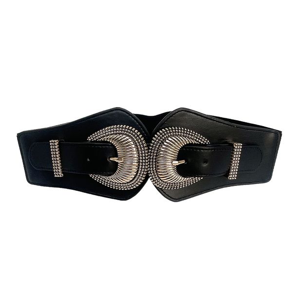 Wide Waistband Carved Shell Head Elastic Belt High Elasticity Fashion Decorative Dress French Waist Cincher_voghion.com