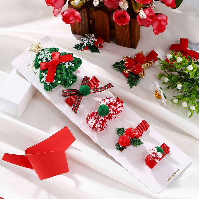 5 Adet/takım Noel Saç Tokaları Kadınlar Kızlar Çocuklar Tatil Şenlikli Noel Hediyesi Noel Şapka Fiyonk Saç Tokaları Saç Tokaları Aksesuar_voghion.com