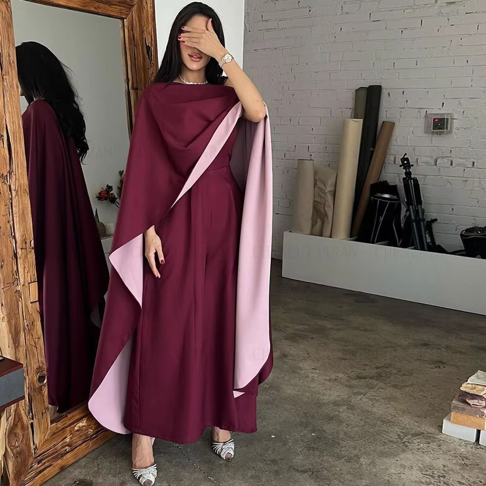 Damkläder Robe Satin Klänning Med Sjal Robe 2 Styck_voghion.com